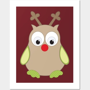 Cute Owl Reindeer Posters and Art